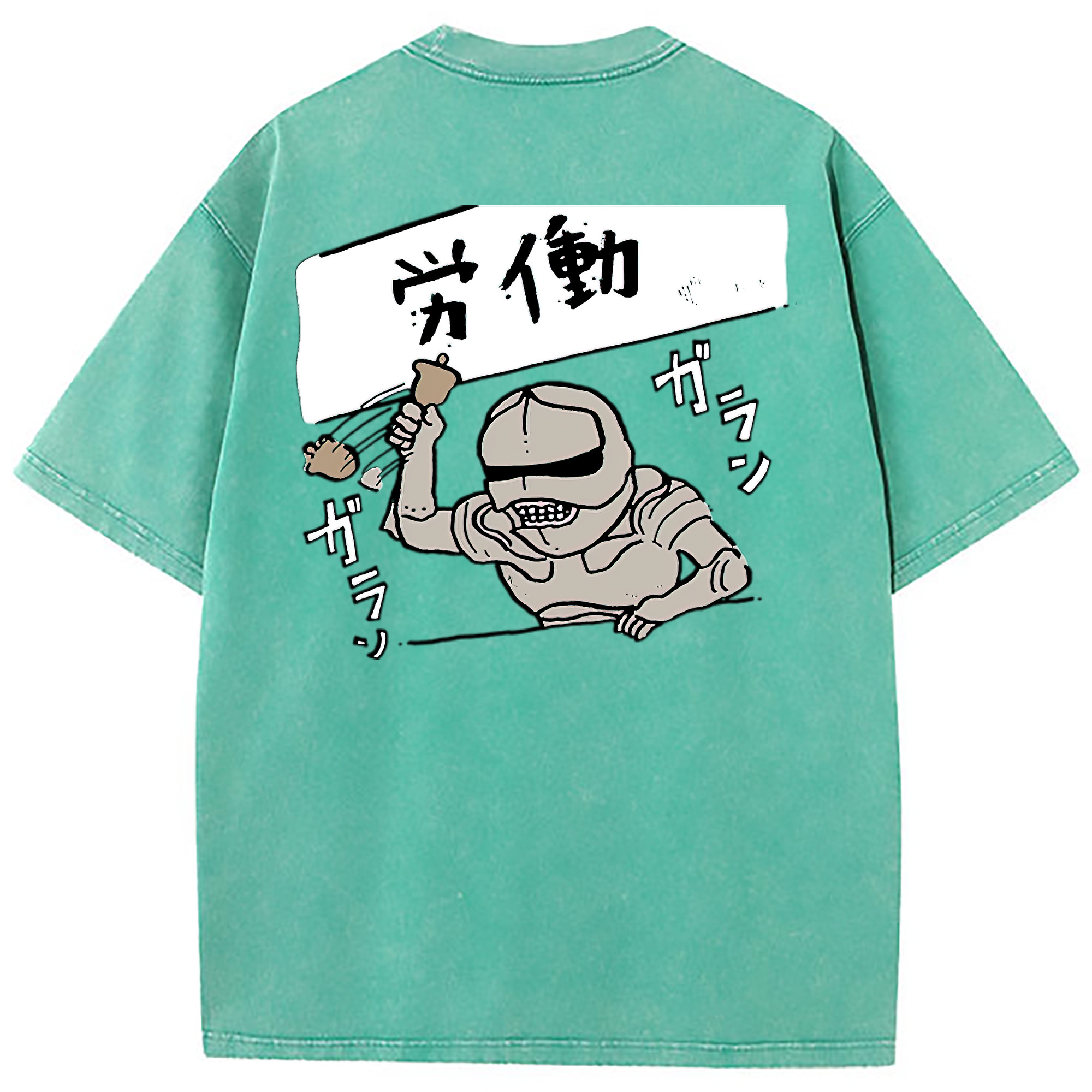 （画像用） ちいかわ 労働の鎧さん Chii-kawa Mr. Armor of Labor 綿100% ヴィンテージ風 半袖Tシャツ（背面プリント）